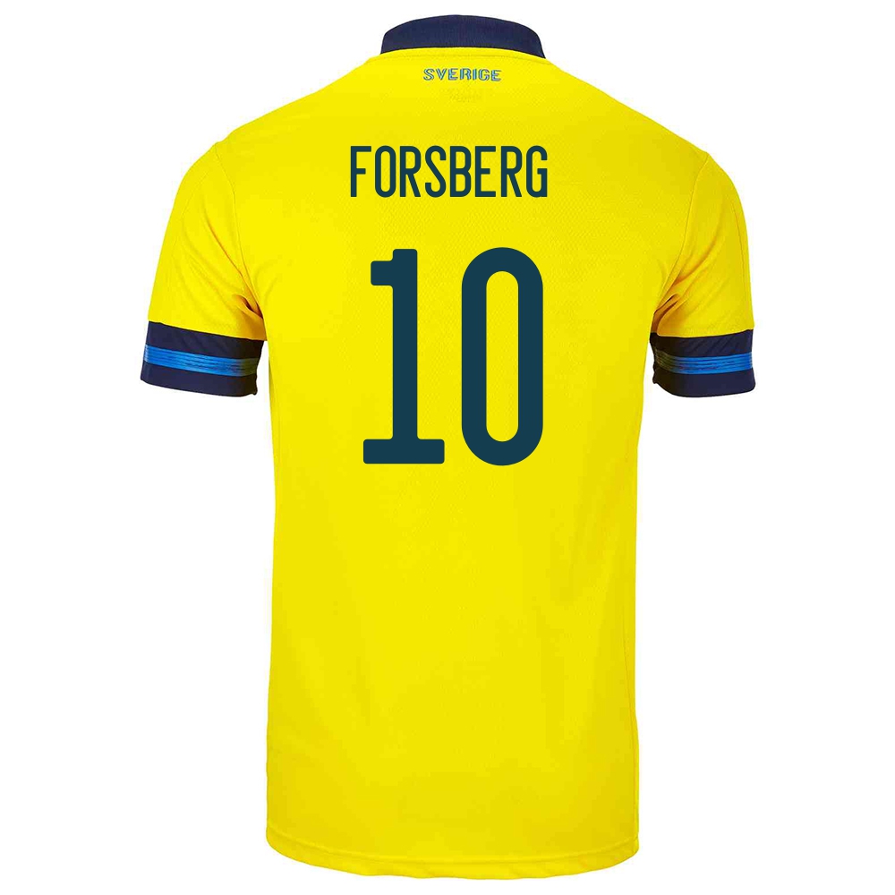 Lapset Ruotsin Jalkapallomaajoukkue Emil Forsberg #10 Kotipaita Keltainen 2021 Lyhythihainen Paita