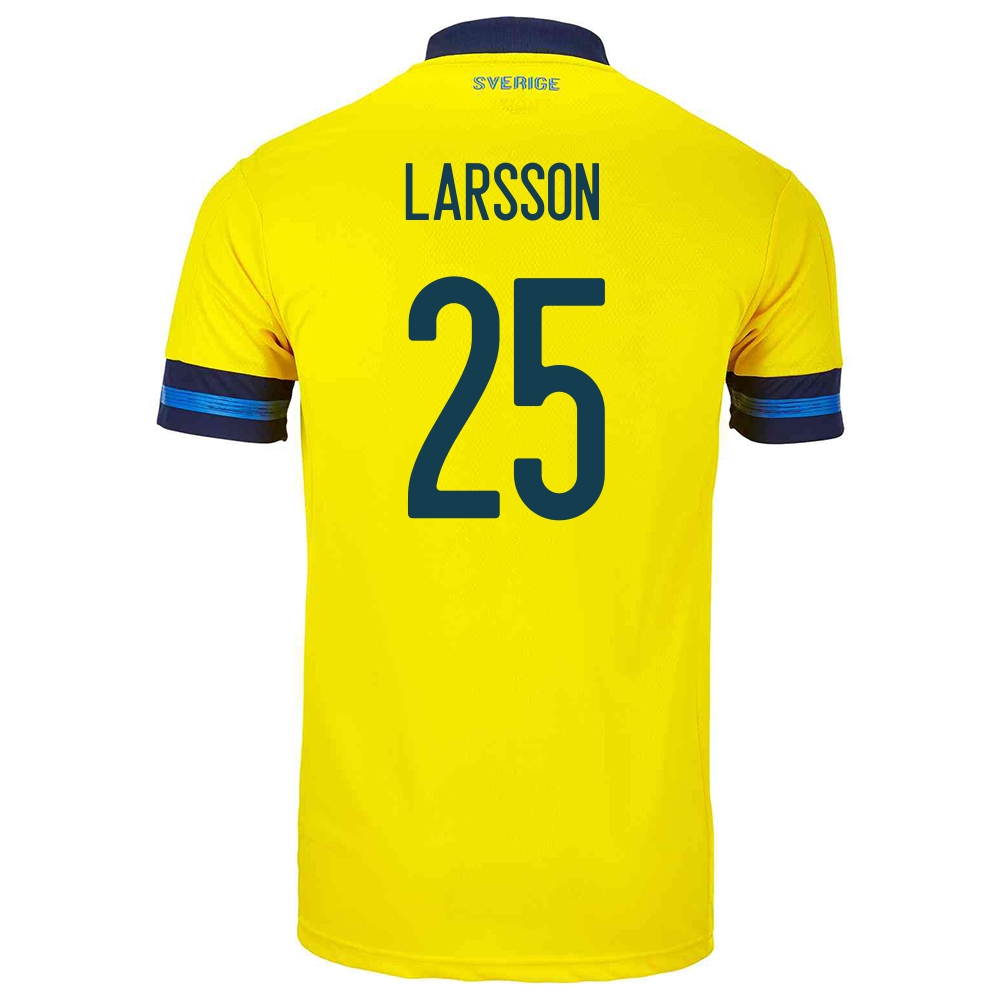 Miesten Ruotsin Jalkapallomaajoukkue Jordan Larsson #25 Kotipaita Keltainen 2021 Lyhythihainen Paita