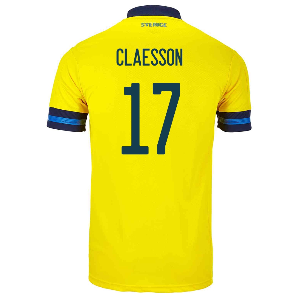 Miesten Ruotsin Jalkapallomaajoukkue Viktor Claesson #17 Kotipaita Keltainen 2021 Lyhythihainen Paita