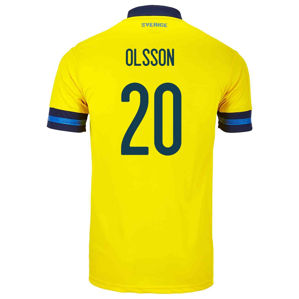 Lapset Ruotsin Jalkapallomaajoukkue Kristoffer Olsson #20 Kotipaita Keltainen 2021 Lyhythihainen Paita