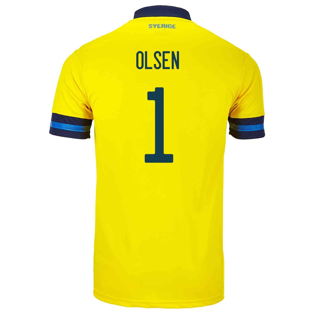 Naisten Ruotsin Jalkapallomaajoukkue Robin Olsen #1 Kotipaita Keltainen 2021 Lyhythihainen Paita