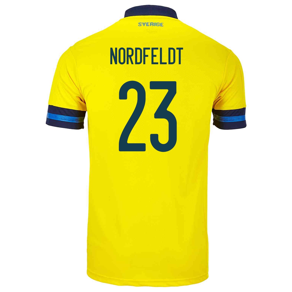 Miesten Ruotsin Jalkapallomaajoukkue Kristoffer Nordfeldt #23 Kotipaita Keltainen 2021 Lyhythihainen Paita