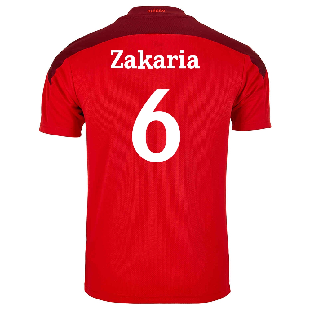 Lapset Sveitsin Jalkapallomaajoukkue Denis Zakaria #6 Kotipaita Punainen 2021 Lyhythihainen Paita
