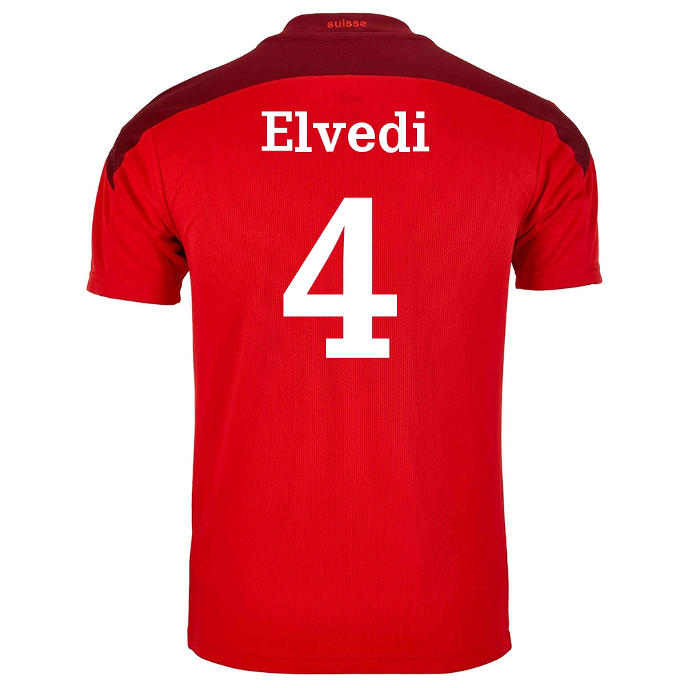 Naisten Sveitsin Jalkapallomaajoukkue Nico Elvedi #4 Kotipaita Punainen 2021 Lyhythihainen Paita