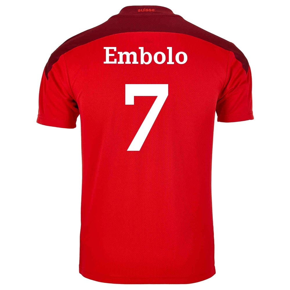 Naisten Sveitsin Jalkapallomaajoukkue Breel Embolo #7 Kotipaita Punainen 2021 Lyhythihainen Paita
