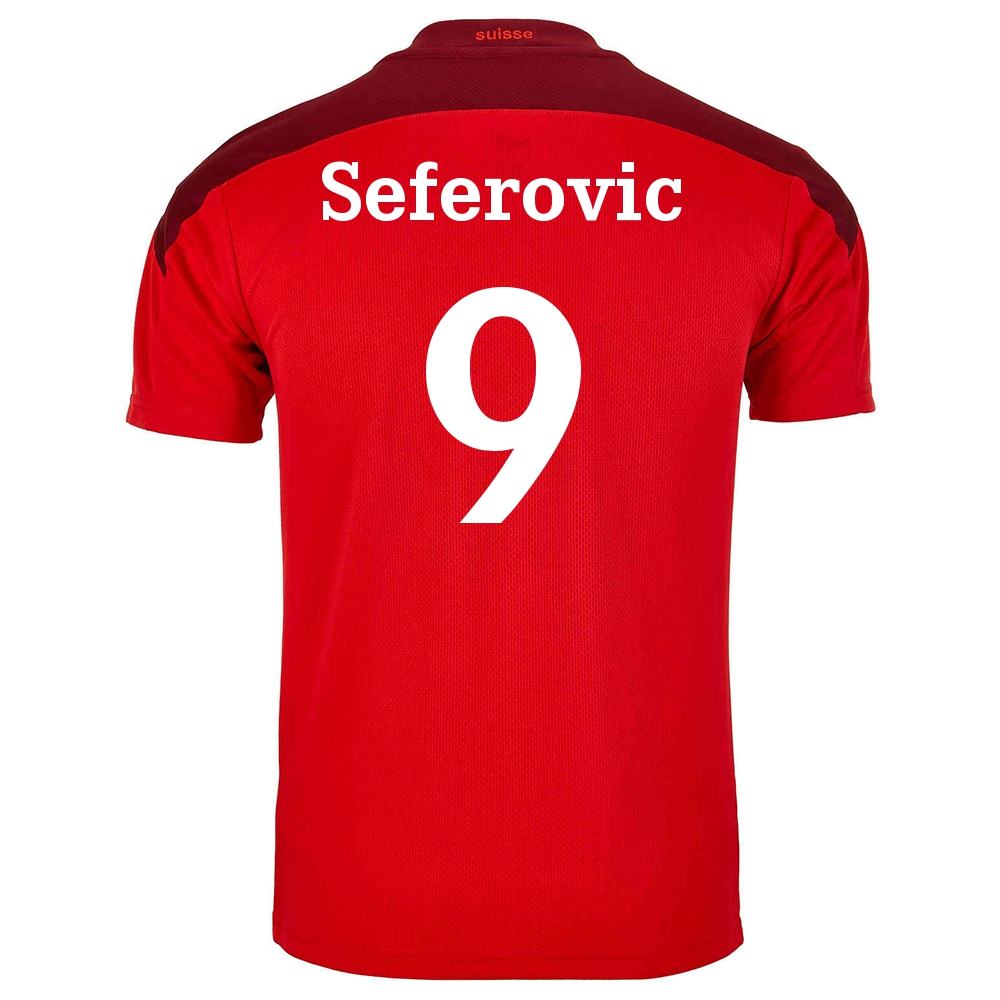 Miesten Sveitsin Jalkapallomaajoukkue Haris Seferovic #9 Kotipaita Punainen 2021 Lyhythihainen Paita
