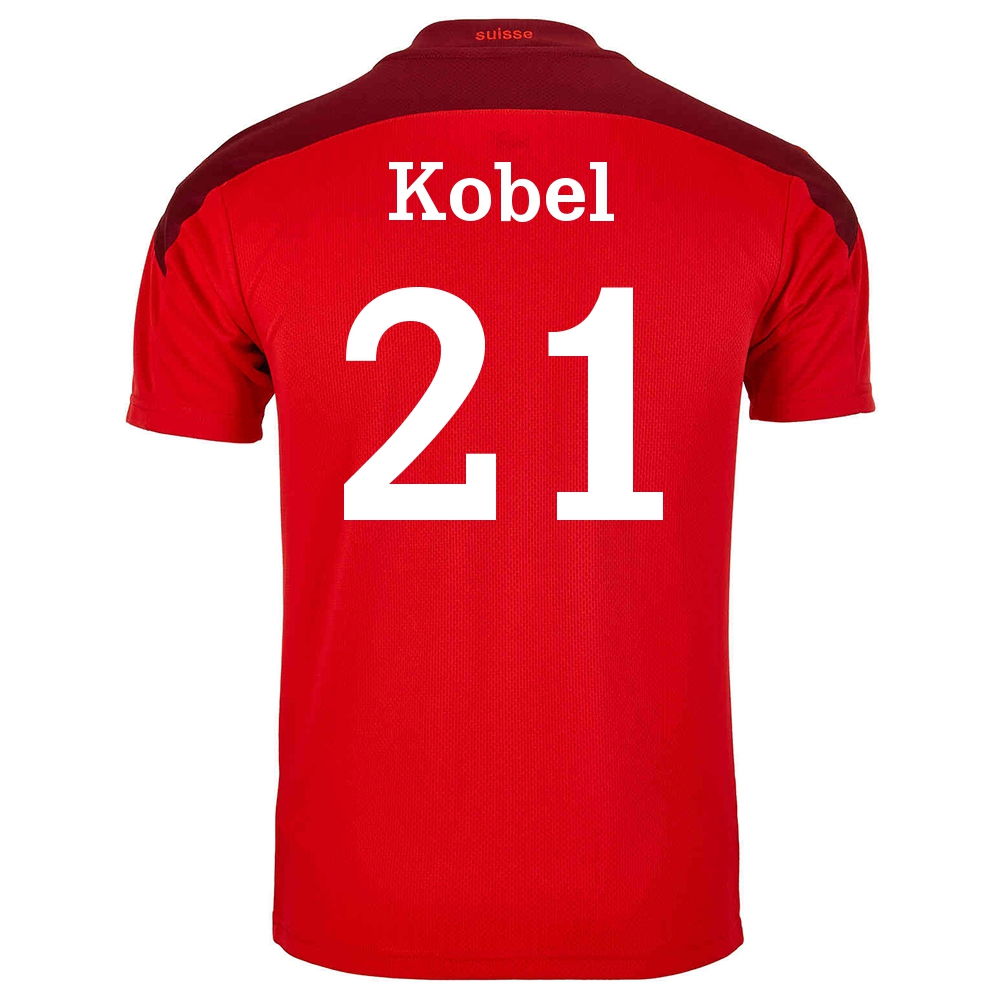 Lapset Sveitsin Jalkapallomaajoukkue Gregor Kobel #21 Kotipaita Punainen 2021 Lyhythihainen Paita