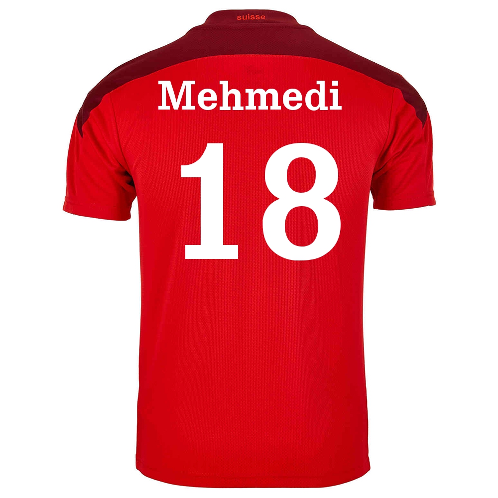 Naisten Sveitsin Jalkapallomaajoukkue Admir Mehmedi #18 Kotipaita Punainen 2021 Lyhythihainen Paita