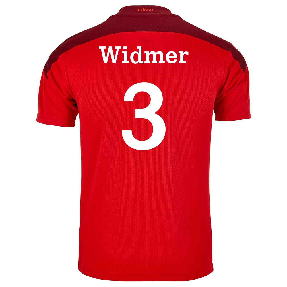 Lapset Sveitsin Jalkapallomaajoukkue Silvan Widmer #3 Kotipaita Punainen 2021 Lyhythihainen Paita