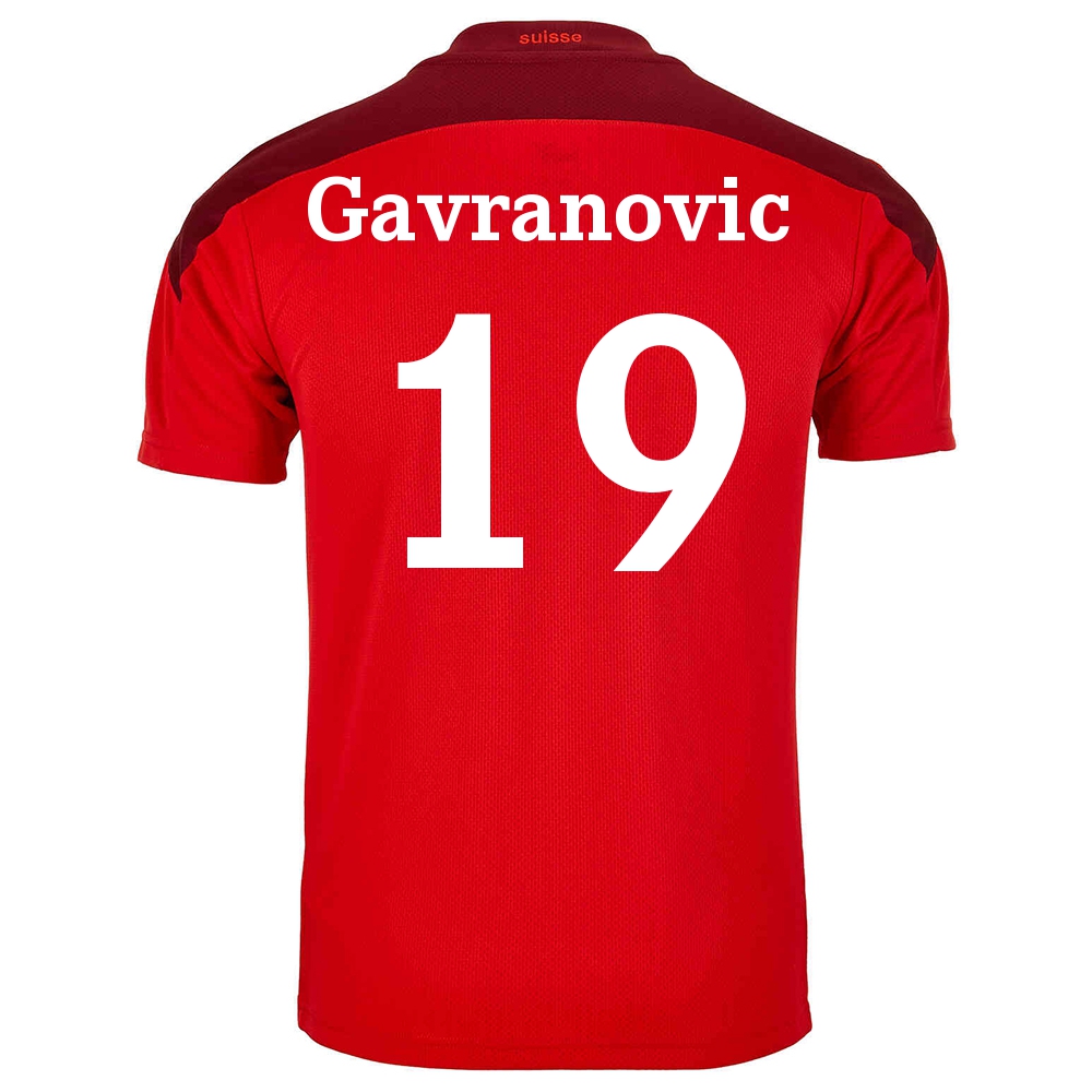 Naisten Sveitsin Jalkapallomaajoukkue Mario Gavranovic #19 Kotipaita Punainen 2021 Lyhythihainen Paita