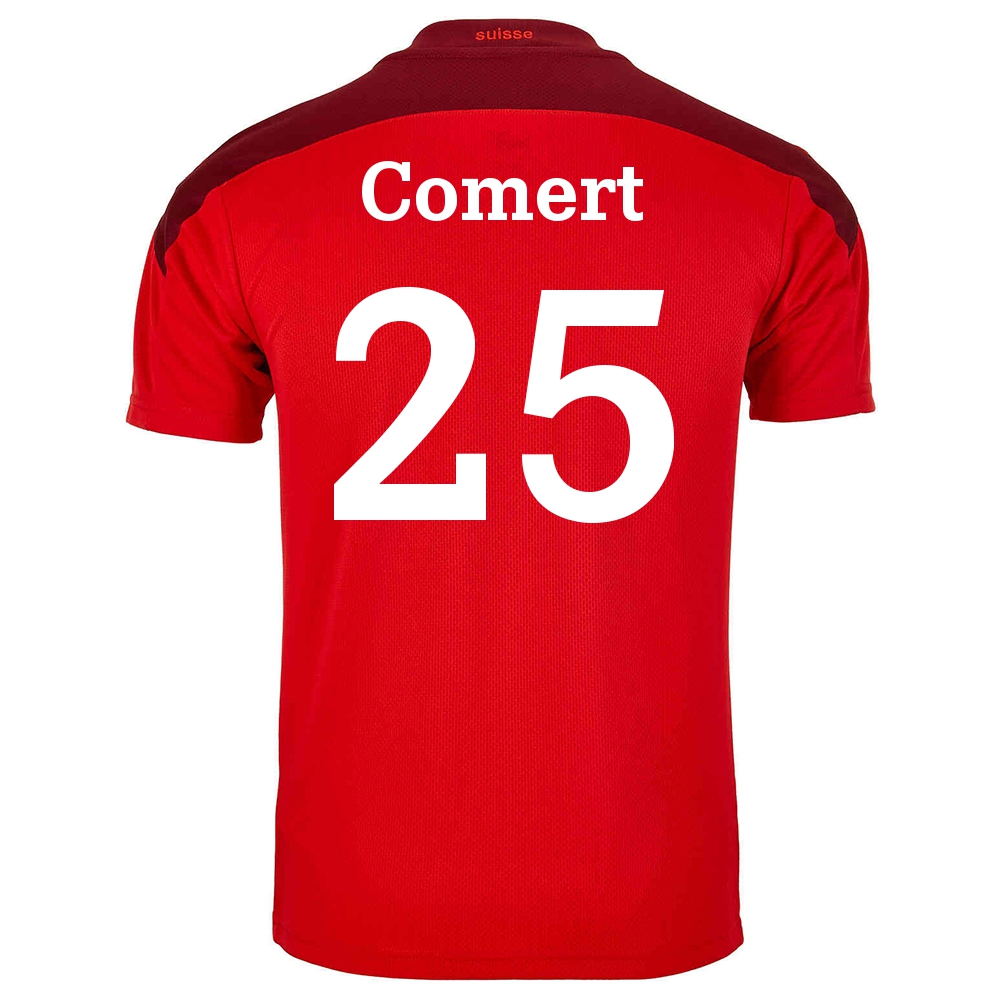 Naisten Sveitsin Jalkapallomaajoukkue Eray Comert #25 Kotipaita Punainen 2021 Lyhythihainen Paita