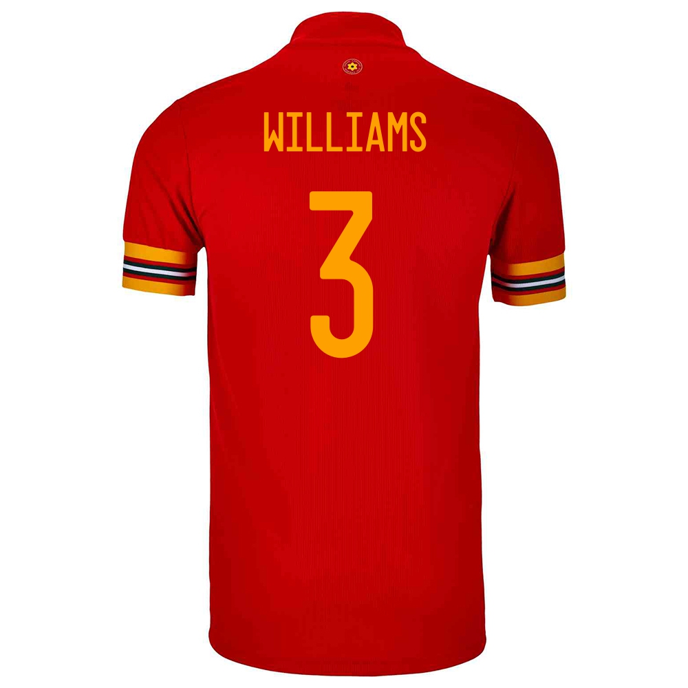 Miesten Walesin Jalkapallomaajoukkue Neco Williams #3 Kotipaita Punainen 2021 Lyhythihainen Paita