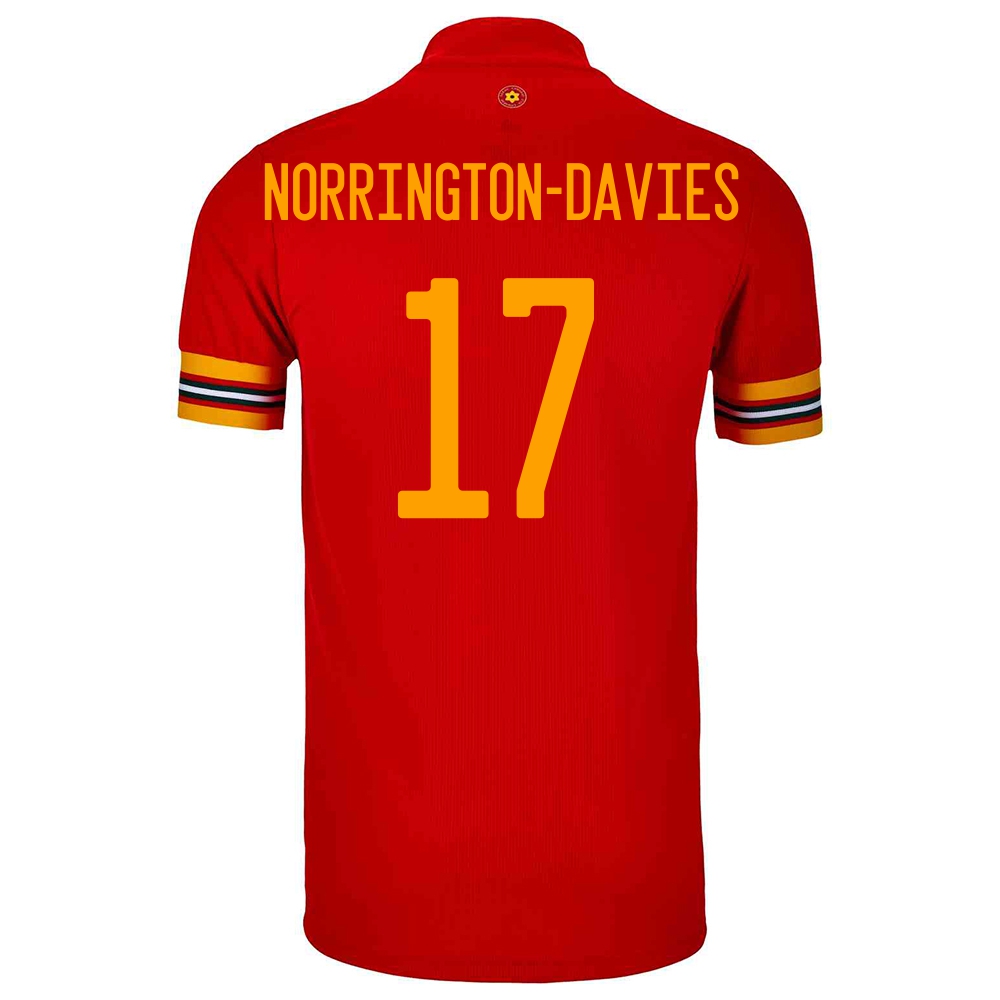 Naisten Walesin Jalkapallomaajoukkue Rhys Norrington-davies #17 Kotipaita Punainen 2021 Lyhythihainen Paita