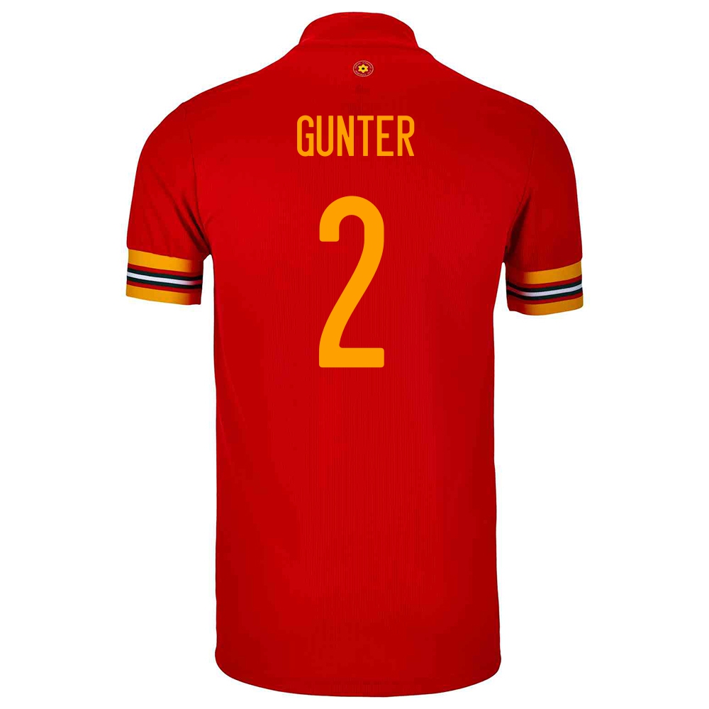 Miesten Walesin Jalkapallomaajoukkue Chris Gunter #2 Kotipaita Punainen 2021 Lyhythihainen Paita