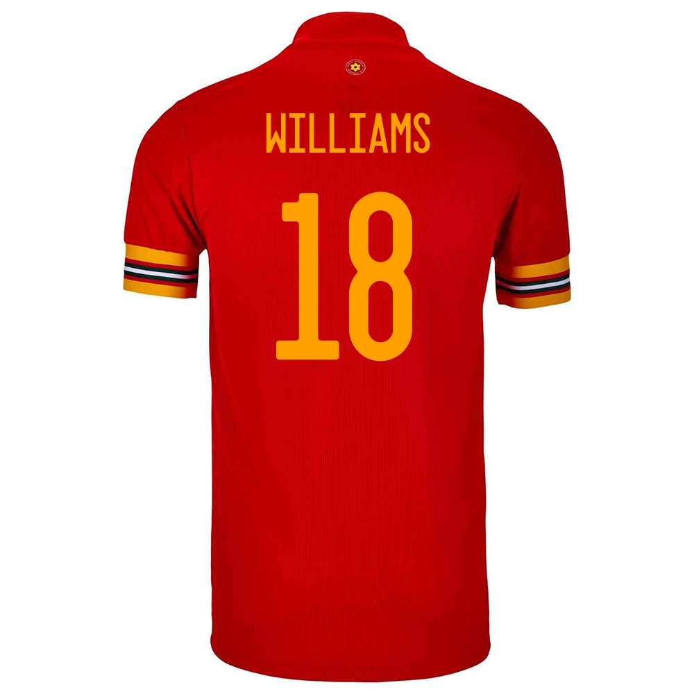 Miesten Walesin Jalkapallomaajoukkue Jonathan Williams #18 Kotipaita Punainen 2021 Lyhythihainen Paita