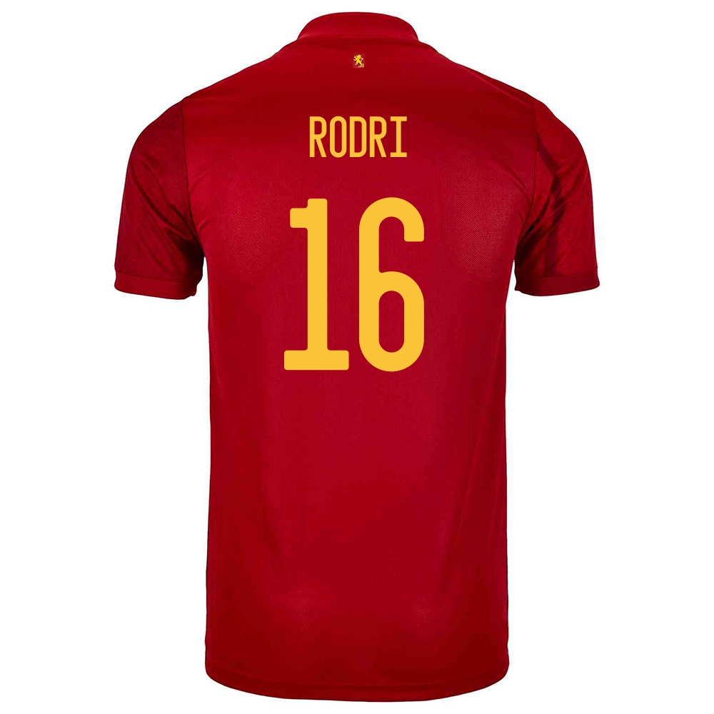 Lapset Espanjan Jalkapallomaajoukkue Rodri #16 Kotipaita Punainen 2021 Lyhythihainen Paita