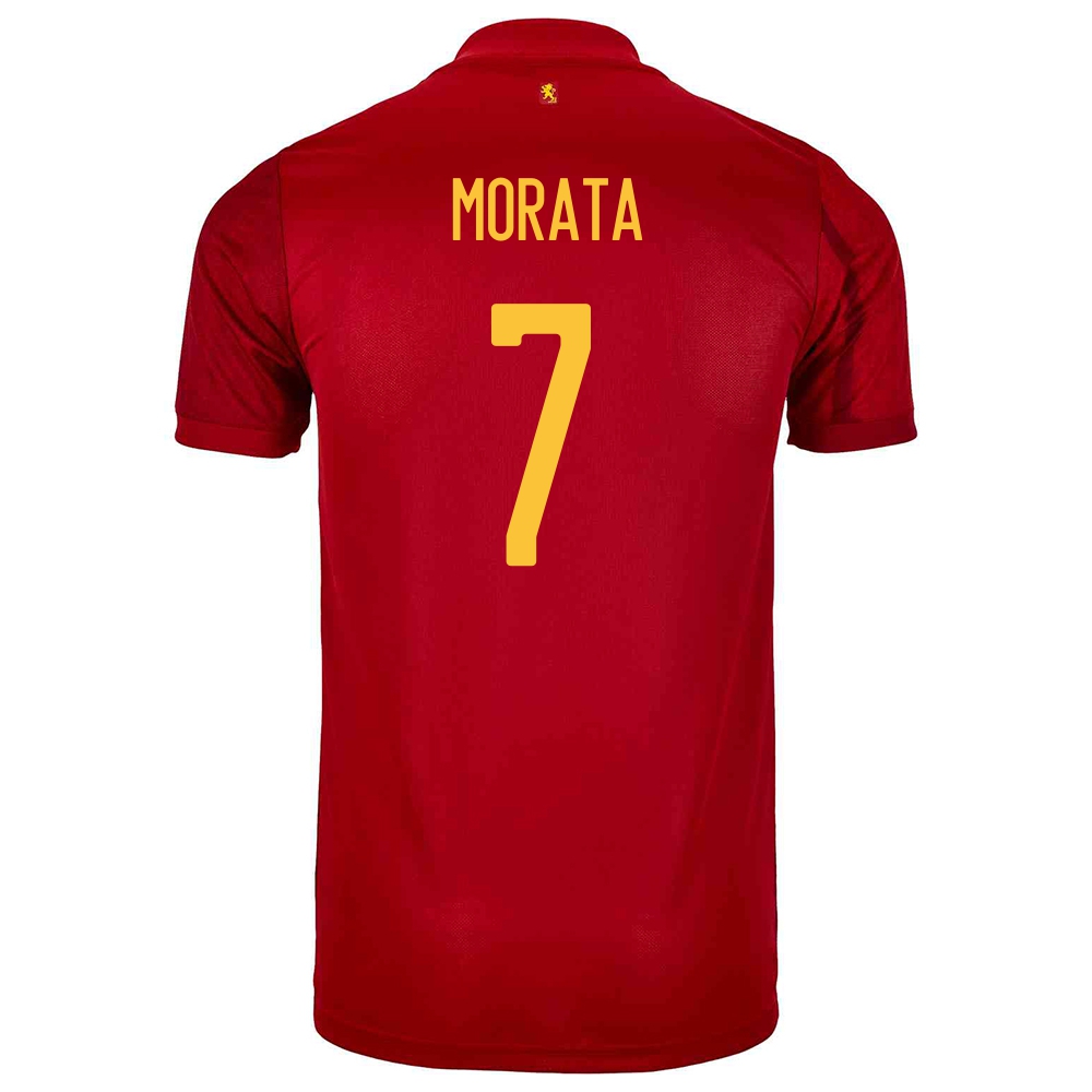 Naisten Espanjan Jalkapallomaajoukkue Alvaro Morata #7 Kotipaita Punainen 2021 Lyhythihainen Paita