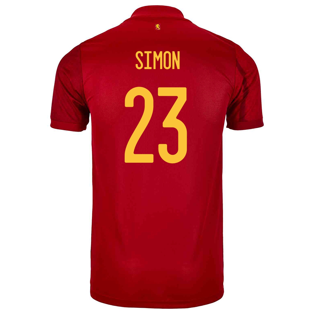 Lapset Espanjan Jalkapallomaajoukkue Unai Simon #23 Kotipaita Punainen 2021 Lyhythihainen Paita