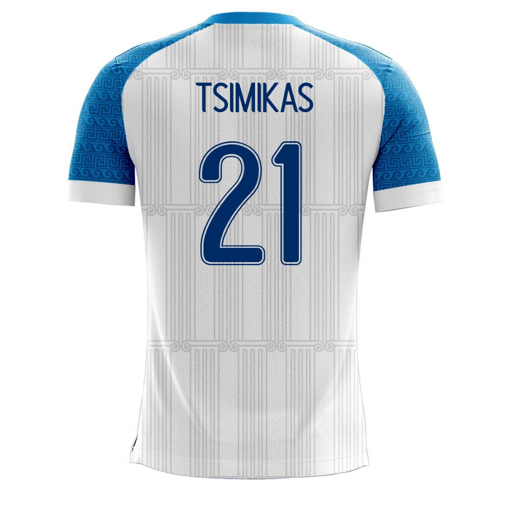 Lapset Kreikan Jalkapallomaajoukkue Konstantinos Tsimikas #21 Kotipaita Valkoinen 2021 Lyhythihainen Paita