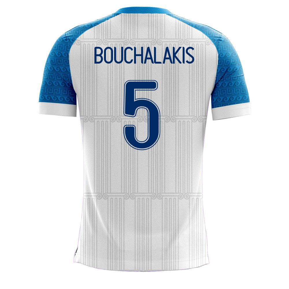 Lapset Kreikan Jalkapallomaajoukkue Andreas Bouchalakis #5 Kotipaita Valkoinen 2021 Lyhythihainen Paita