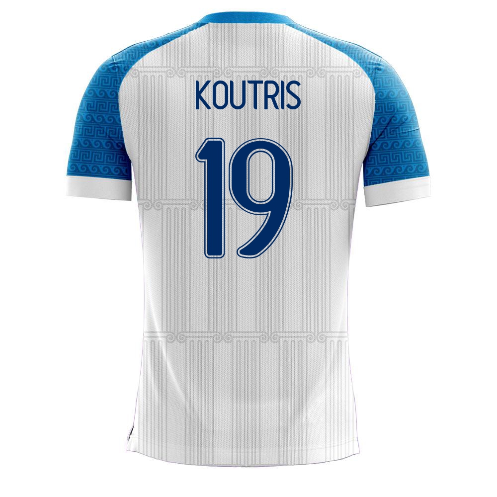 Miesten Kreikan Jalkapallomaajoukkue Leonardo Koutris #19 Kotipaita Valkoinen 2021 Lyhythihainen Paita