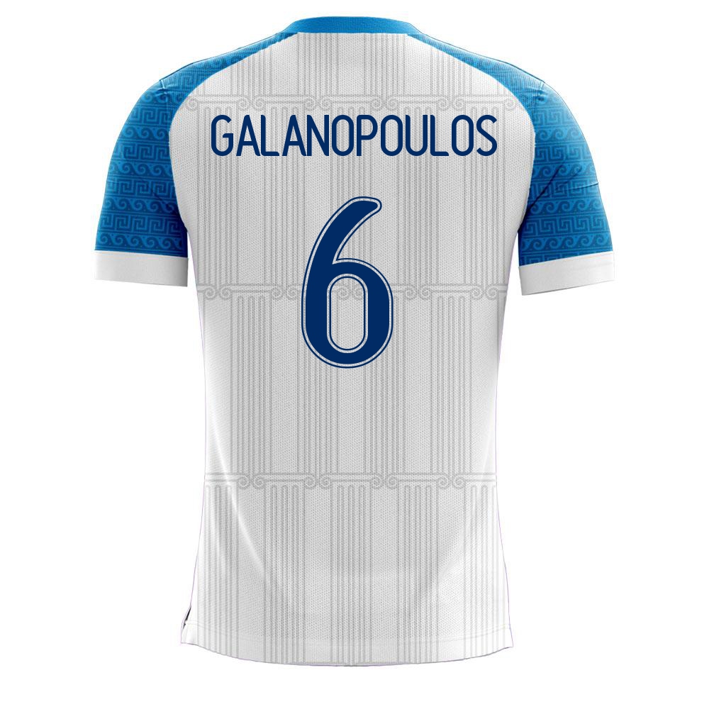 Lapset Kreikan Jalkapallomaajoukkue Konstantinos Galanopoulos #6 Kotipaita Valkoinen 2021 Lyhythihainen Paita