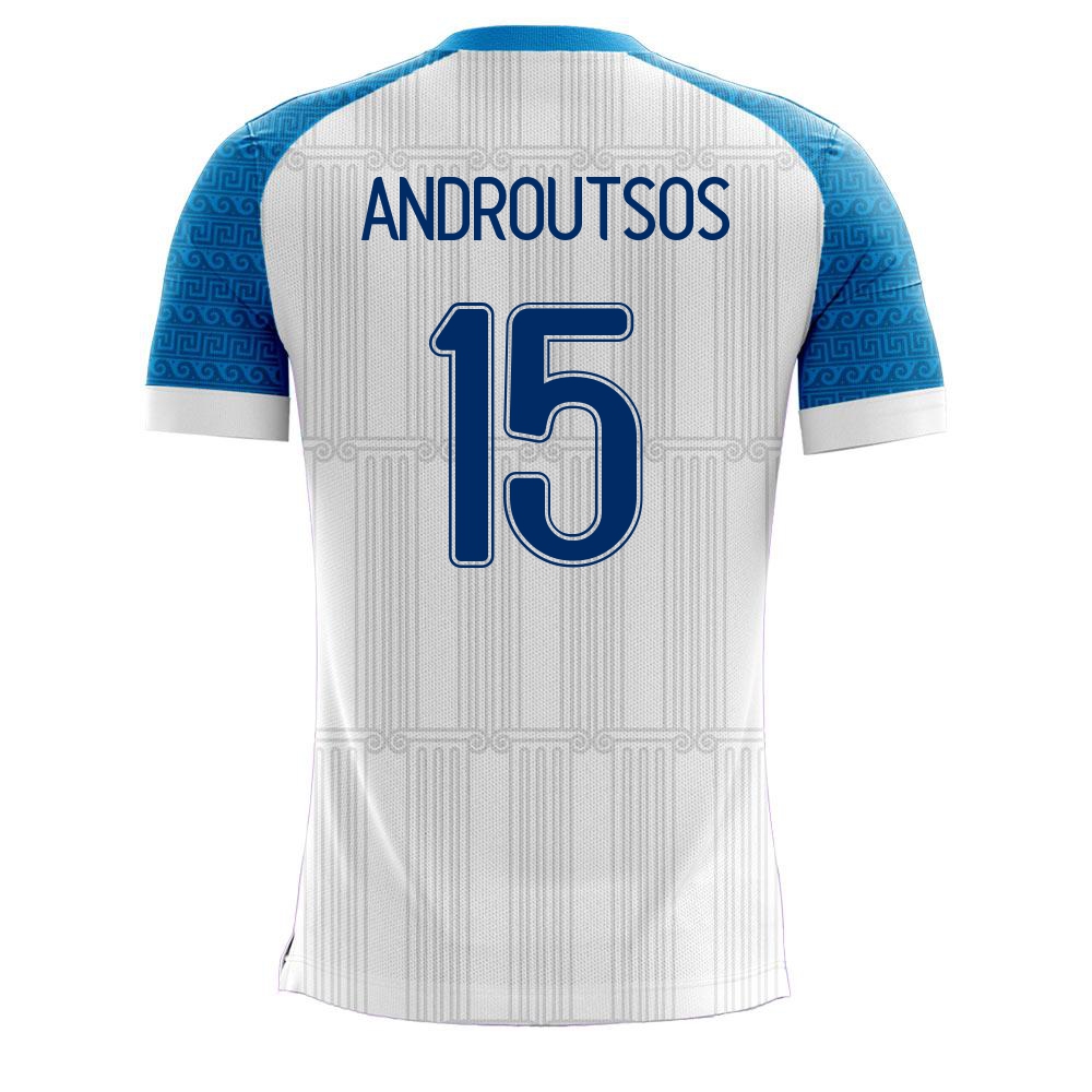 Naisten Kreikan Jalkapallomaajoukkue Athanasios Androutsos #15 Kotipaita Valkoinen 2021 Lyhythihainen Paita