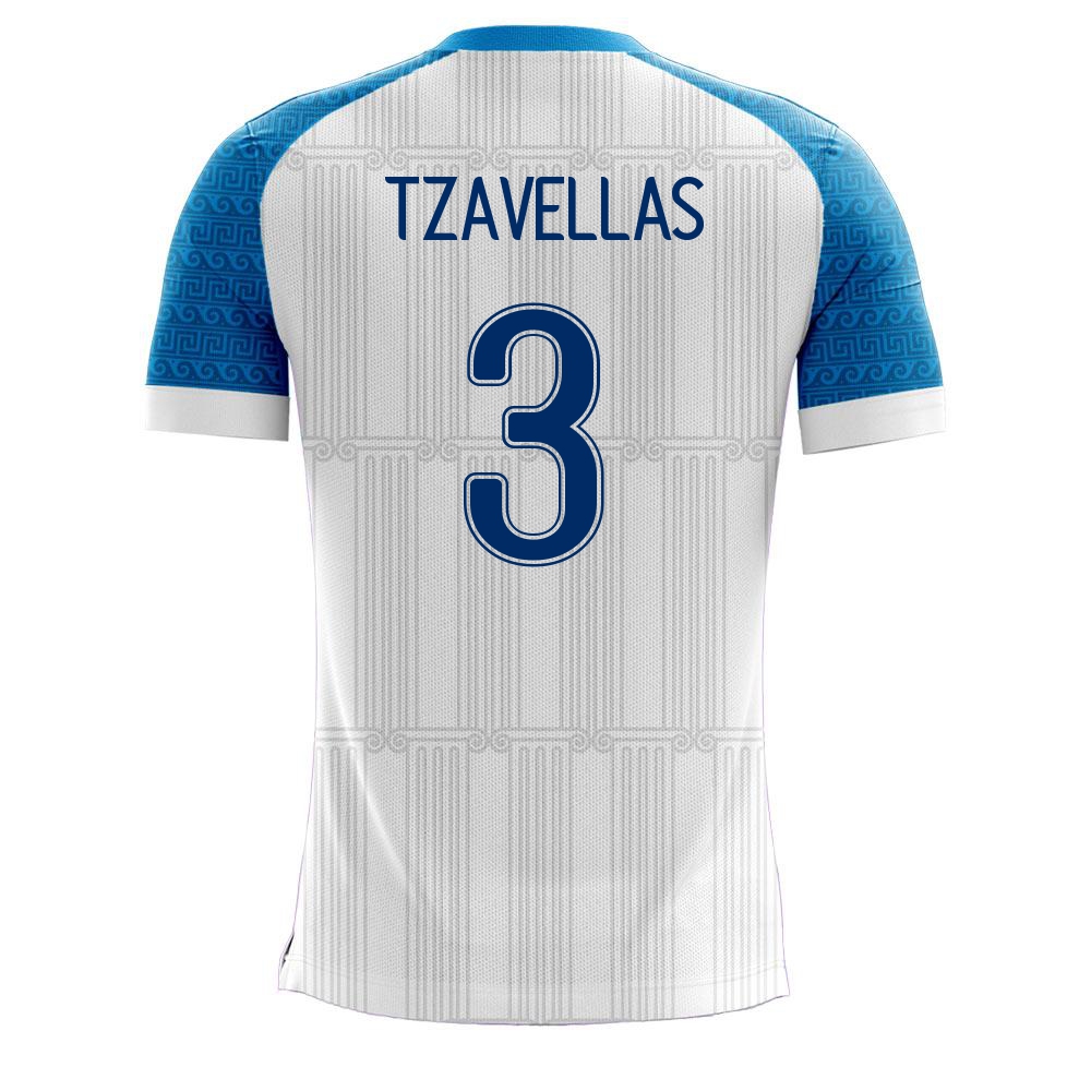 Lapset Kreikan Jalkapallomaajoukkue Georgios Tzavellas #3 Kotipaita Valkoinen 2021 Lyhythihainen Paita