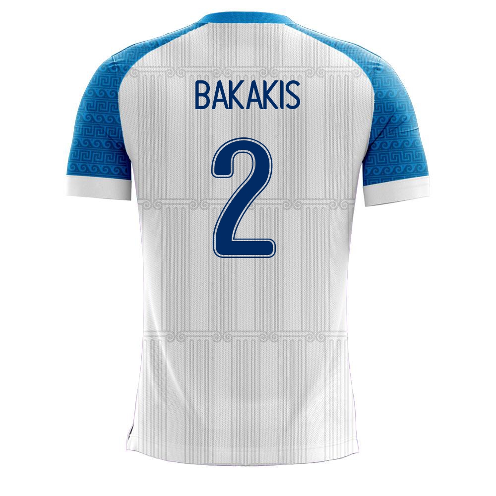 Lapset Kreikan Jalkapallomaajoukkue Michalis Bakakis #2 Kotipaita Valkoinen 2021 Lyhythihainen Paita