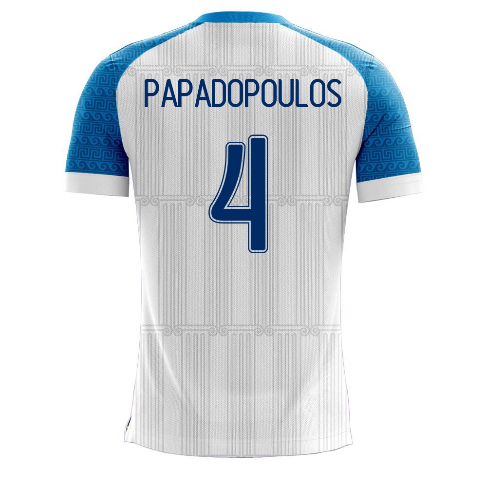 Naisten Kreikan Jalkapallomaajoukkue Kyriakos Papadopoulos #4 Kotipaita Valkoinen 2021 Lyhythihainen Paita