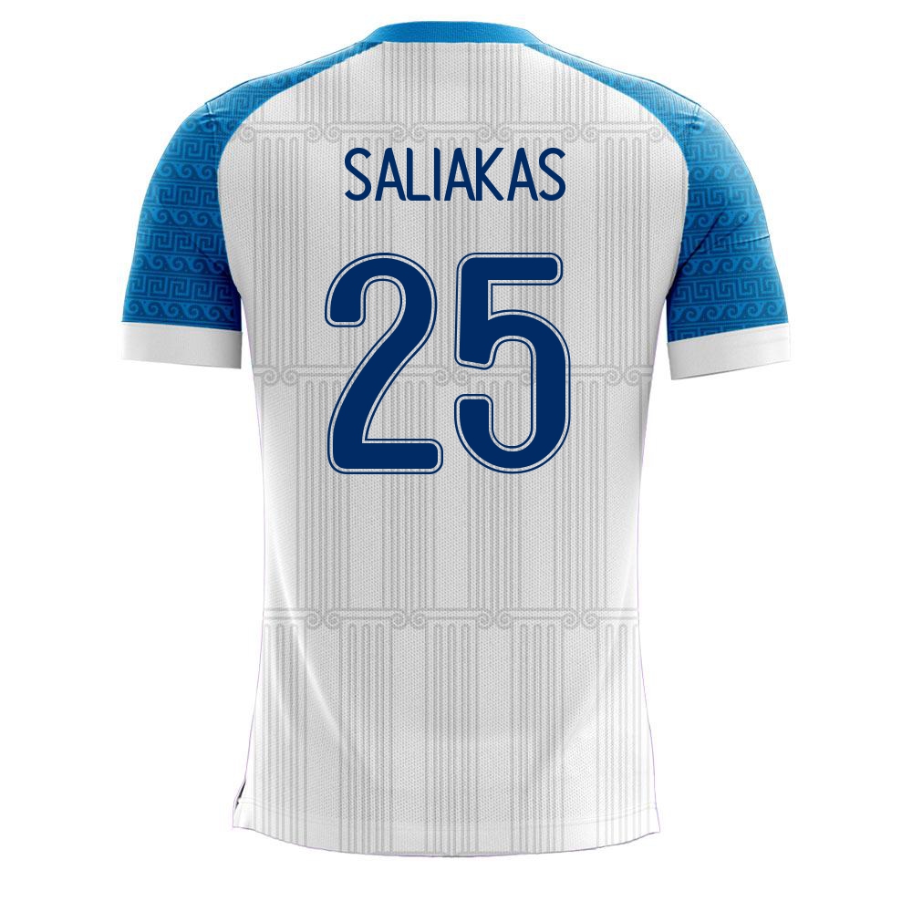 Miesten Kreikan Jalkapallomaajoukkue Manolis Saliakas #25 Kotipaita Valkoinen 2021 Lyhythihainen Paita