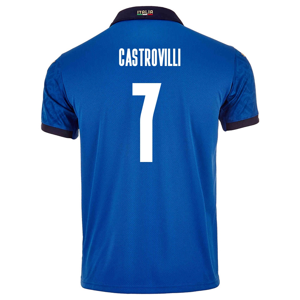 Naisten Italian jalkapallomaajoukkue Gaetano Castrovilli #7 Kotipaita Sininen 2021 Lyhythihainen Paita
