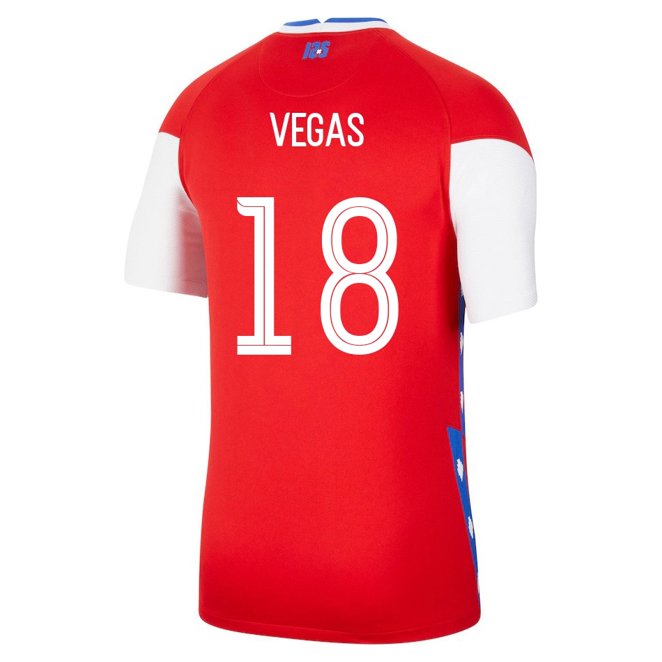 Naisten Chilen Jalkapallomaajoukkue Sebastian Vegas #18 Kotipaita Punainen 2021 Lyhythihainen Paita