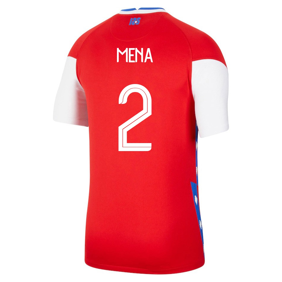 Naisten Chilen jalkapallomaajoukkue Eugenio Mena #2 Kotipaita Punainen 2021 Lyhythihainen Paita