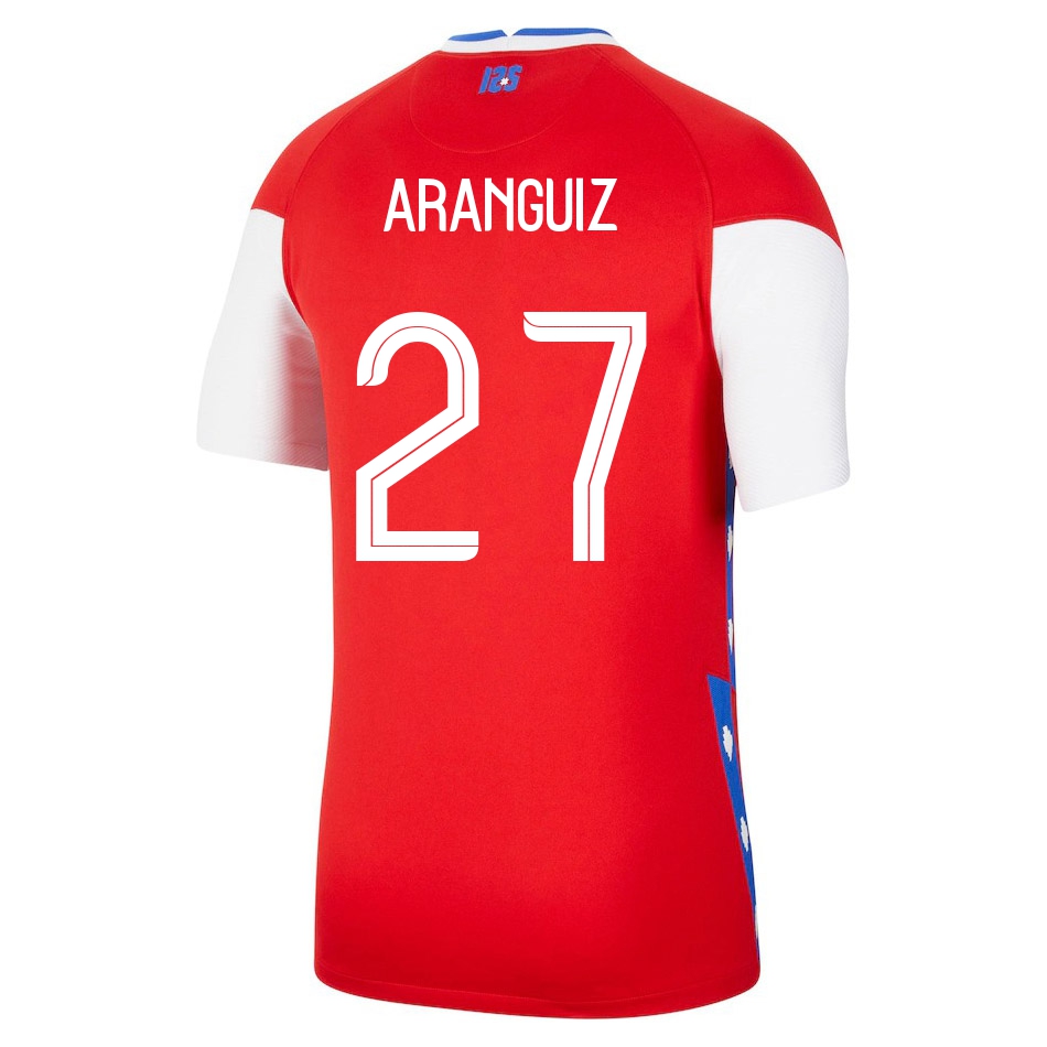 Naisten Chilen Jalkapallomaajoukkue Pablo Aranguiz #27 Kotipaita Punainen 2021 Lyhythihainen Paita