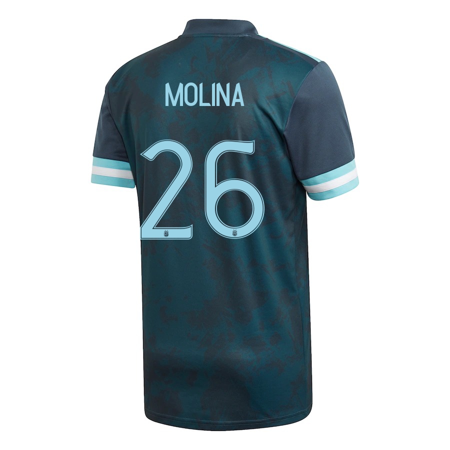 Lapset Argentiinan Jalkapallomaajoukkue Nahuel Molina #26 Vieraspaita Tummansininen 2021 Lyhythihainen Paita