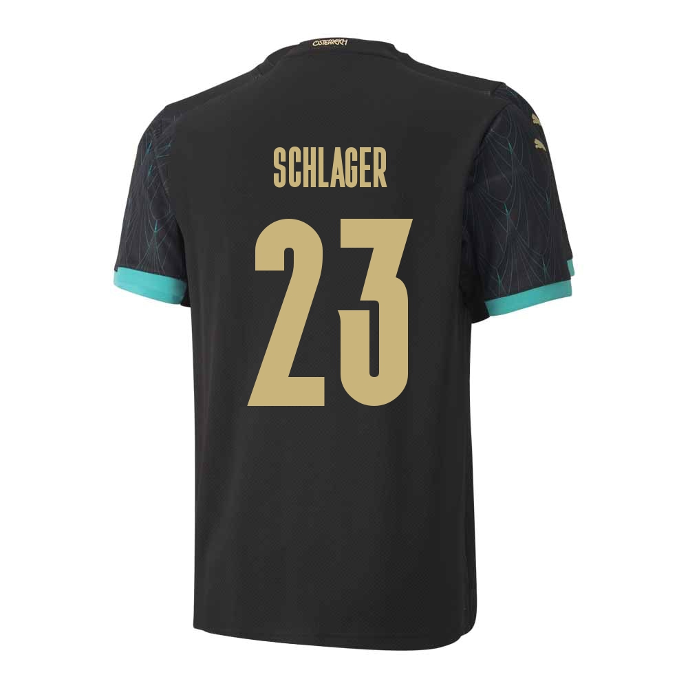 Lapset Itävallan Jalkapallomaajoukkue Xaver Schlager #23 Vieraspaita Musta 2021 Lyhythihainen Paita