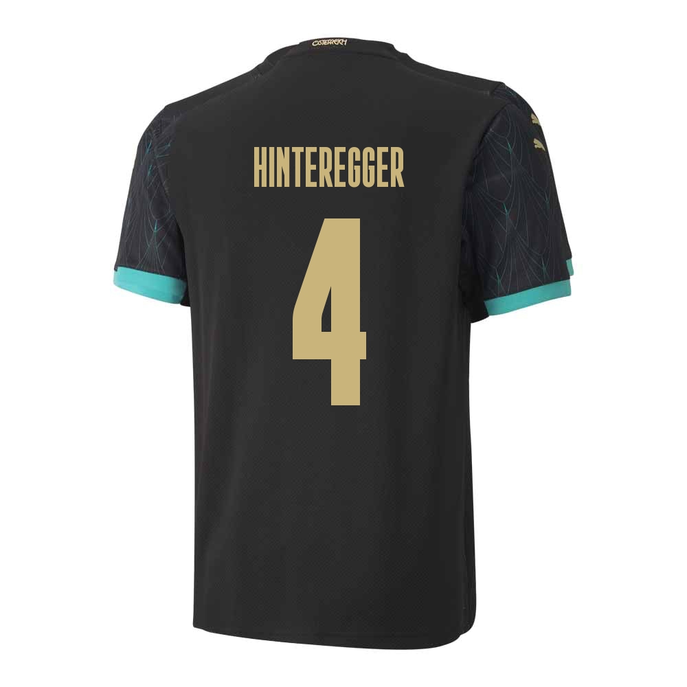 Lapset Itävallan Jalkapallomaajoukkue Martin Hinteregger #4 Vieraspaita Musta 2021 Lyhythihainen Paita