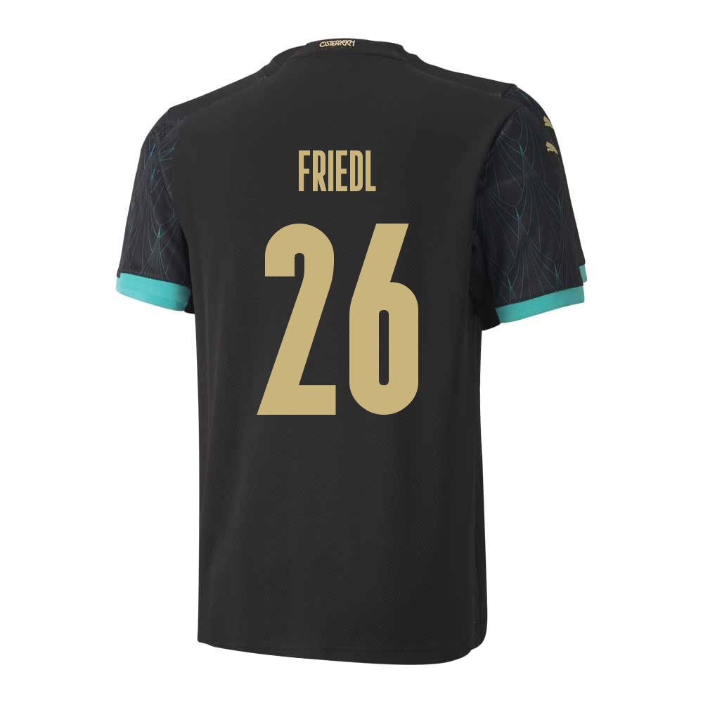 Miesten Itävallan Jalkapallomaajoukkue Marco Friedl #26 Vieraspaita Musta 2021 Lyhythihainen Paita