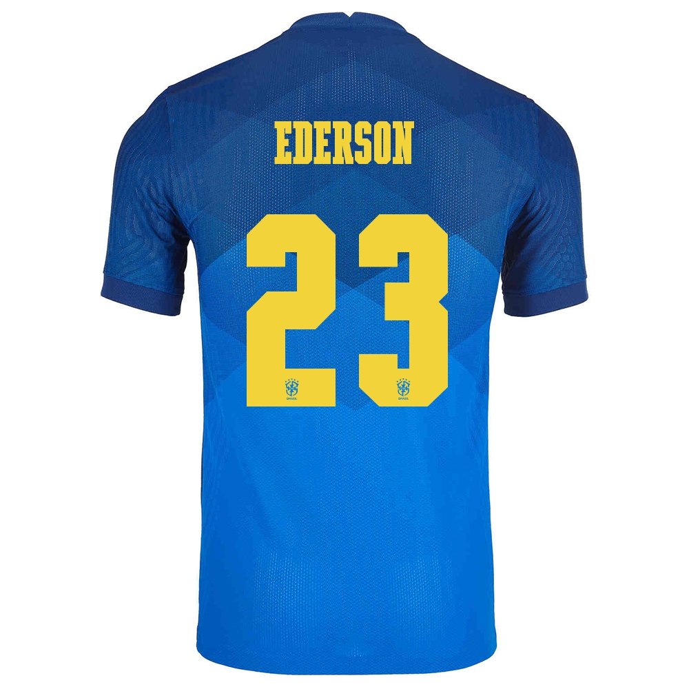 Naisten Brasilian Jalkapallomaajoukkue Ederson #23 Vieraspaita Sininen 2021 Lyhythihainen Paita