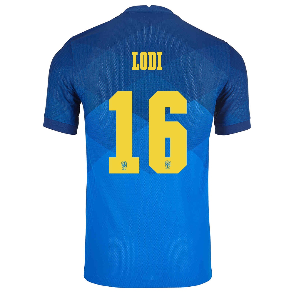 Lapset Brasilian Jalkapallomaajoukkue Renan Lodi #16 Vieraspaita Sininen 2021 Lyhythihainen Paita