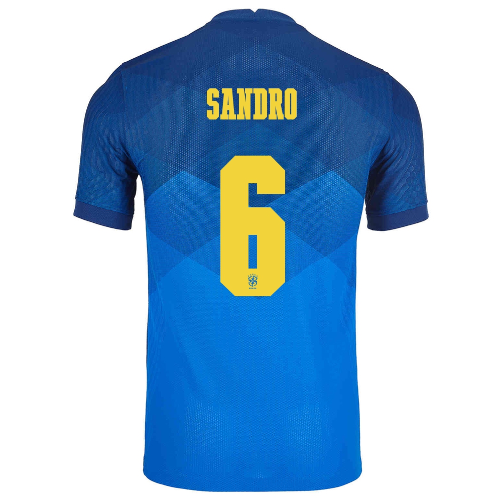 Lapset Brasilian Jalkapallomaajoukkue Alex Sandro #6 Vieraspaita Sininen 2021 Lyhythihainen Paita