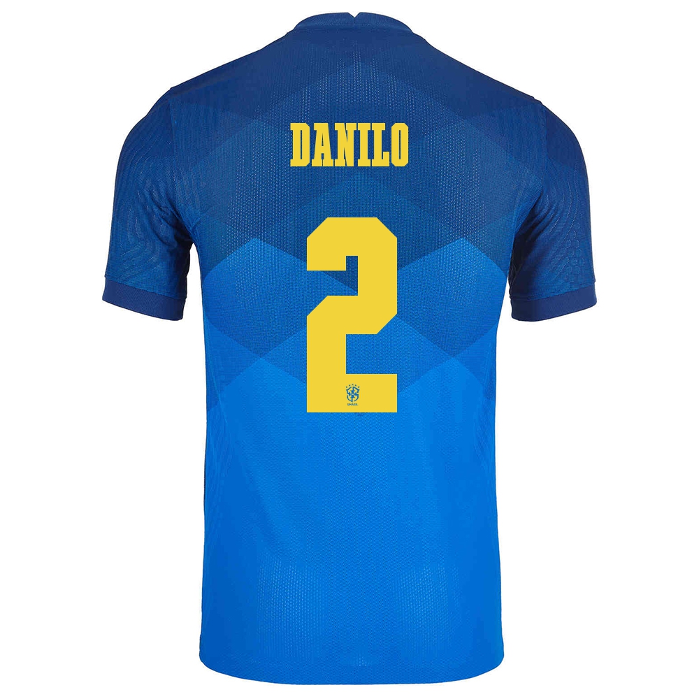 Miesten Brasilian Jalkapallomaajoukkue Danilo #2 Vieraspaita Sininen 2021 Lyhythihainen Paita