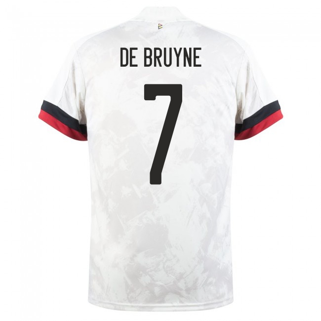 Lapset Belgian Jalkapallomaajoukkue Kevin De Bruyne #7 Vieraspaita Valkoinen Musta 2021 Lyhythihainen Paita