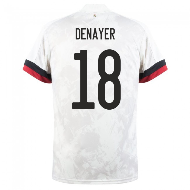 Miesten Belgian Jalkapallomaajoukkue Jason Denayer #18 Vieraspaita Valkoinen Musta 2021 Lyhythihainen Paita
