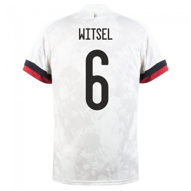 Naisten Belgian jalkapallomaajoukkue Axel Witsel #6 Vieraspaita Valkoinen musta 2021 Lyhythihainen Paita