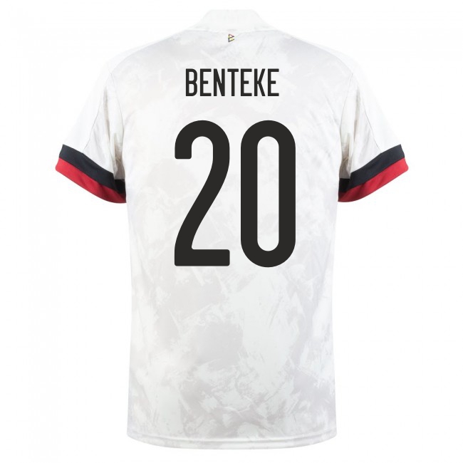 Naisten Belgian Jalkapallomaajoukkue Christian Benteke #20 Vieraspaita Valkoinen Musta 2021 Lyhythihainen Paita