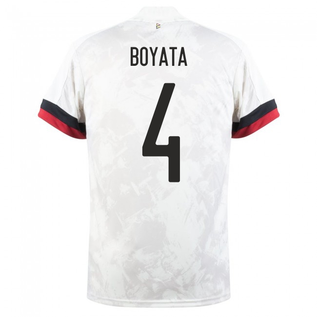 Lapset Belgian Jalkapallomaajoukkue Dedryck Boyata #4 Vieraspaita Valkoinen Musta 2021 Lyhythihainen Paita