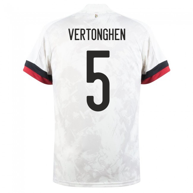 Naisten Belgian Jalkapallomaajoukkue Jan Vertonghen #5 Vieraspaita Valkoinen Musta 2021 Lyhythihainen Paita