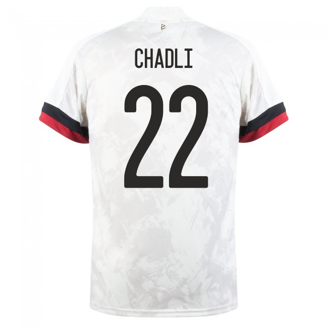 Naisten Belgian Jalkapallomaajoukkue Nacer Chadli #22 Vieraspaita Valkoinen Musta 2021 Lyhythihainen Paita
